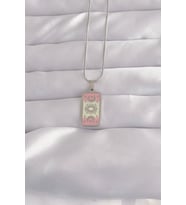 Northcity 316L Çelik Gümüş Renk Pembe Mineli Ay Figür Tarot Kolye 5886 - Paslanmaz ve Şık