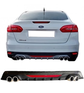 Ford Focus Mk3 Siyah Difüzör Difizör Yuvarlak Egzoz Görünüm Reflektörlü