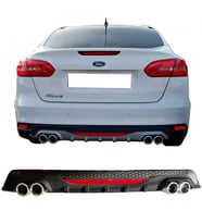 Ford Focus Mk3 Siyah Difüzör Difizör Yuvarlak Egzoz Görünüm Reflektörlü