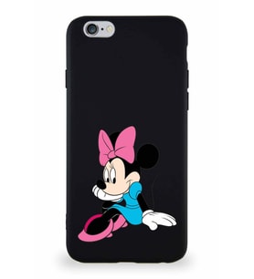 Apple iPhone 6S Soft Premier Kapak Minnie Mouse-E Tasarımlı Silikon Kılıf - Siyah (Şeffaf)