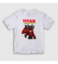 Presmono Unisex Çocuk Beyaz Titan Speakerman Skibidi Toilet T-Shirt 482647tt (Beyaz)