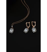 Papatya Silver 925 Ayar Gümüş Rose Kaplama Elmas Montür Kare Set