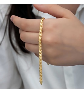 925 Ayar Gümüş Gold Pullu Zincir Kadın Bileklik