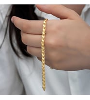 925 Ayar Gümüş Gold Pullu Zincir Kadın Bileklik