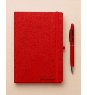 Kişiye Özel Defter a5 & Metal Kalem (Kırmızı)