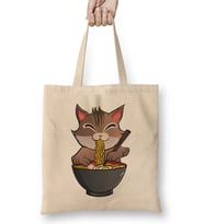 Cute & Funny Anime Kitty Ramen Kawaii Cat Bez Çanta Uzun Saplı
