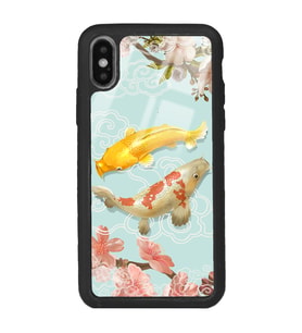 iPhone X - Xs Uyumlu Koi Balığı Tasarımlı Glossy Telefon Kılıfı