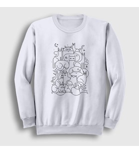Presmono Unisex Beyaz Cats Everywhere Kedili Sweatshirt 317241tt