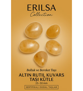 Sertifikalı Altın Rutil Kuvars Taşı Kütle 25–30 mm Bolluk Bereket ve Işık Enerjisi Taşı (Çok Renkli)