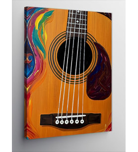 Kanvas Tablo Renkli Akustik Gitar Çizimi