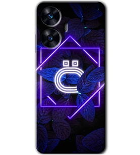 Realme C55 Kılıf HD Desen Baskılı Kılıf - Dark Neon Yaprak Ö Harfi
