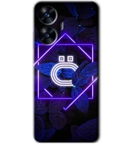 Realme C55 Kılıf HD Desen Baskılı Kılıf - Dark Neon Yaprak Ö Harfi