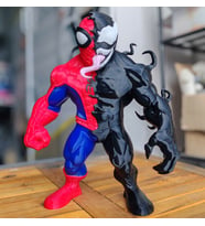 Spider-Man & Venom Split Heykeli - 3D Baskı Yarı Simbiot Dönüşümü - Koleksiyonluk Marvel Dualite Figürü