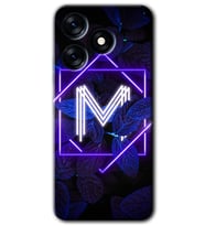 Tecno Spark 10 4G Kılıf HD Desen Baskılı Kılıf - Dark Neon Yaprak M Harfi