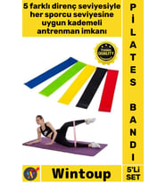#Pilates Fitness Egzersiz Direnç Lastiği Seti Kondisyon Spor Aerobik Bant 5'li Pilates Yoga Bandı