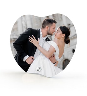 Sevgiliye Kalpli Kristal Cam Çerçeve Kişiye Özel Resim Baskılı 17x19cm (Beyaz)