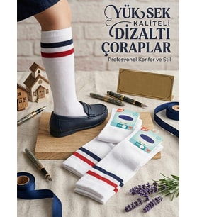 PAMUKLU ÇOCUK DİZALTI ÇORAP TD11926