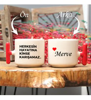 “Herkesin Hayatına Kimse Karışamaz” Mottolu Renkli T Kulplu Kupa Bardak