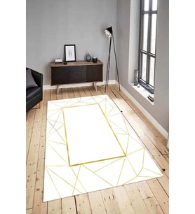 Dijital Baskılı Yıkanabilir Kaymaz Modern Renkli Salon Halısı Mutfak Halısı Yolluk ND-HY-993 (Gold)
