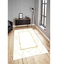 Dijital Baskılı Yıkanabilir Kaymaz Modern Renkli Salon Halısı Mutfak Halısı Yolluk ND-HY-993 (Gold)
