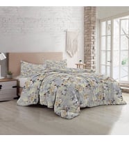 MonoHome Grey Yellow Roses Luxury Çift Kişilik Pamuk Saten Nevresim Takımı (Çok Renkli)