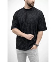 Erkek Premium Tişört OSY Yumuşak Dokulu Yıkamalı Oversize T-Shirt - Siyah