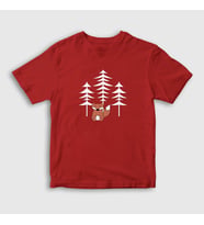 Presmono Unisex Çocuk Kırmızı Forest Fox Tilki T-Shirt 367719tt (Kırmızı)
