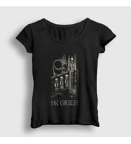 Presmono Kadın Siyah Birth Machine Hr Giger T-Shirt 484288tt