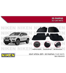 Seat Ateca Havuzlu 3D Paspas Niken Siyah 2017+ Sonrası