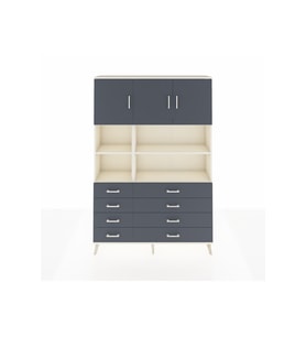 Arges Gardrop 8 Raflı 8 Çekmeceli 3 Kapaklı 132x30x195 Aytaşı-Antrasit