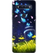 TCL 10 SE Kılıf Resimli Silikon Kılıf Neon Butterflys 1309