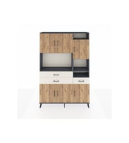 Arges Dolap 10 Raflı 3 Çekmeceli 6 Kapaklı 132x30x195 Antrasit-Çam/Aytaşı