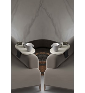 Ikili (2 Adet) Yan Sehpa Ayarlanabilir Tepsi Dekoratif Modern Tepsi Oval Krem
