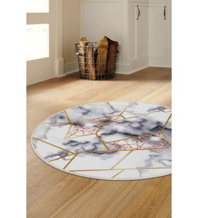 Dijidekor Halı Gold Kristal Yıkanabilir Yuvarlak Kesme İnce Yolluk Kilim Salon Halısı Modelleri