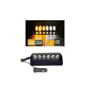 Araç Içi Vantuzlu Çakar Lamba Turuncu - Beyaz Renk 6 LED 12VOLT