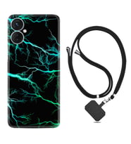 Tecno Spark 9T Kılıf Silikon Boyun Askılı İpli Desenli Silikon Green Thunder 1693