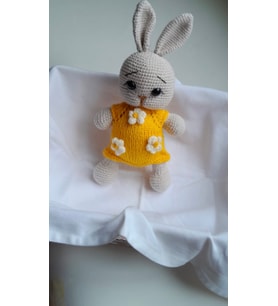 Sevimli Tavşan Momo , Amigurumi Oyuncak (Sarı)
