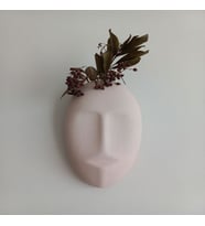 Dekoratif Mask Duvar Vazosu, Duvar Dekoru ,Heykel Duvar Süsü, Bej