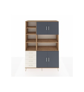 Hyperion Dolap 9 Raflı 4 Çekmeceli 4 Kapaklı 132x44x195 Çam-Antrasit/Aytaşı