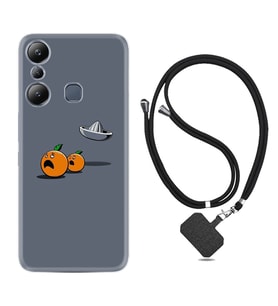 Infınix Hot 20i Kılıf Resimli Boyun Askılı İpli Desenli Silikon Orange Escape 1374