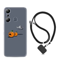 Infınix Hot 20i Kılıf Resimli Boyun Askılı İpli Desenli Silikon Orange Escape 1374