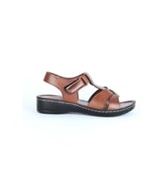 Moda Ayakkabı 01143 Polero Kadın Düz Yazlık Sandalet (Kahverengi)