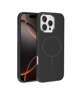 Apple iPhone 16 Pro Max Uyumlu Kılıf M-Safe Şarj Özellikli Metal Kamera Çerçeveli Zore Edi Silikon Kapak (Siyah)