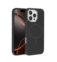 Apple iPhone 16 Pro Max Uyumlu Kılıf M-Safe Şarj Özellikli Metal Kamera Çerçeveli Zore Edi Silikon Kapak (Siyah)