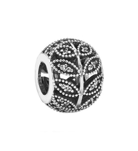 Nur Silver Taş Yapraklı Yuvarlak Gümüş Charm NUR-BL00174