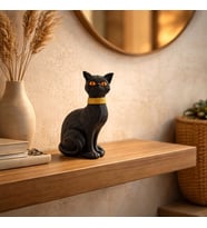 Kedi Heykeli Büyük BOY Hasır Vücut Desenlerine Sahip El yapımı Kedi Heykeli
