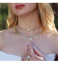 Thorn Zirkon Taşlı Gold Kaplama Gümüş Kolye