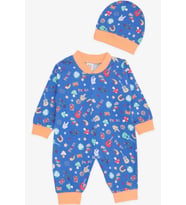 Breeze Erkek Bebek Tulum Barış Temalı 0-3 Ay-6 Ay, Saks Mavisi