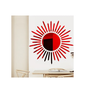 AS TASARIM LAZER GÜNEŞ002 MODEL DUVAR DEKORASYON SÜS KIRMIZI RENK 50 x 50 CM