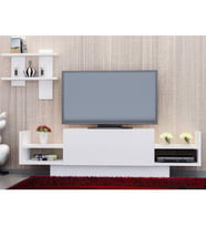 TV Ünitesi Mürdüm Raflı Beyaz